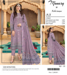 Munarq By Nisha Designer Lawn | Unstitched Collection 3 Pieces Party Wear