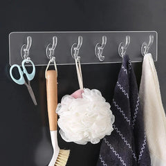Transparent 6‑Hooks Hanger | Self Adhesive