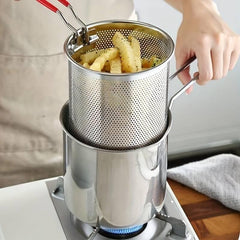 Stainless Steel 1200Ml Deep Fryer Pot with Strainer