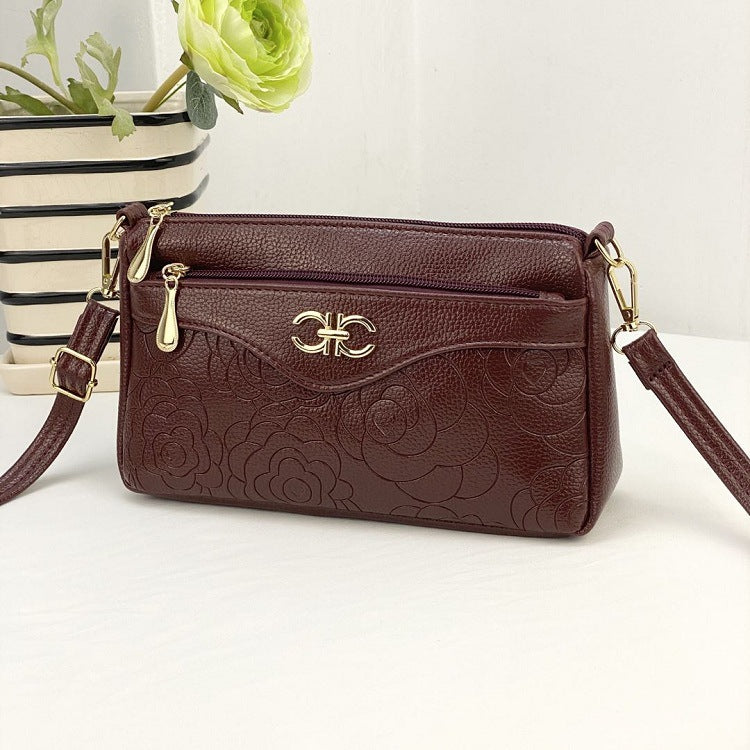 Qianzi Fox Guangzhou Pu Women's Satchel Women's Small Bag Mother's Bag Single Shoulder Large Capacity Red Prellis Bag Fashionable Ins